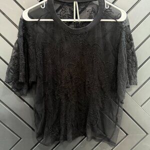 By Anthropologie Sheer Mesh Top Size Small